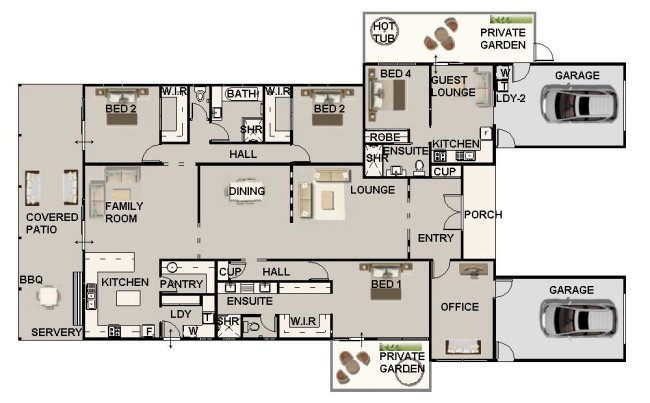 Bedroom + Study House Plan